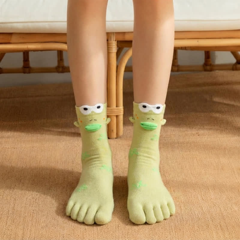 Niedliche Zehensocken mit Cartoon-Vogelmotiv (4 Paar) - Grün - EU36-42 (US3-8,5) - image 1