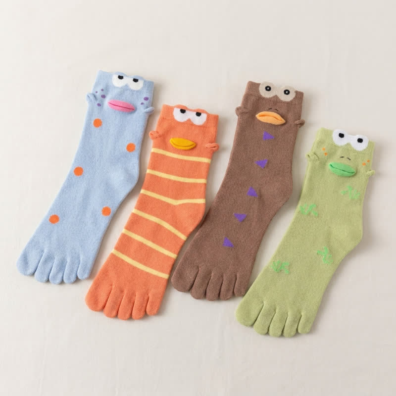 Niedliche Zehensocken mit Cartoon-Vogelmotiv (4 Paar) - Mehrfarbig - EU36-42 (US3-8,5) - image 4