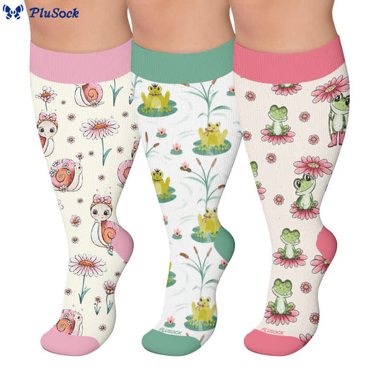 Kompressionsstrümpfe mit Frosch- und Schneckenmotiv in Übergröße - image 0