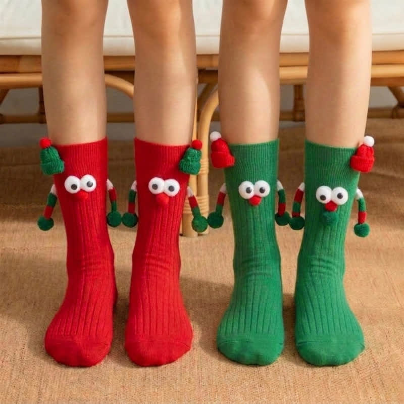 Weihnachts-Cartoon-Hut-Akzentmagnet-Handsocken (2 Paar) - Mehrfarbig - Kinder EU20-31 (US5-13) - image 2