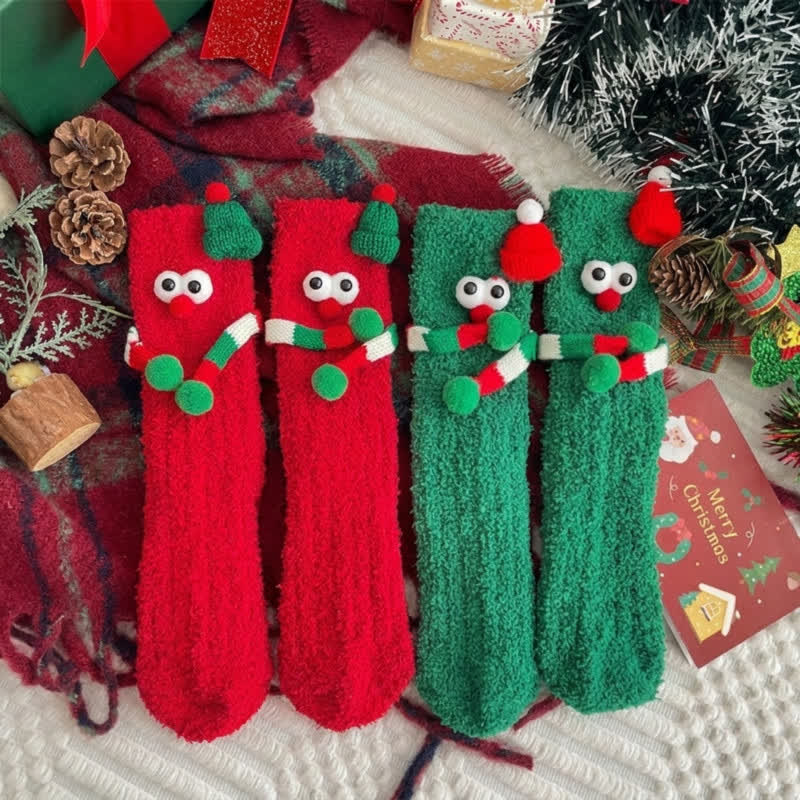 Weihnachtliche Korallenvlies-Magnet-Handsocken (2 Paar) - Mehrfarbig - EU36-43 (US3-9) - image 2