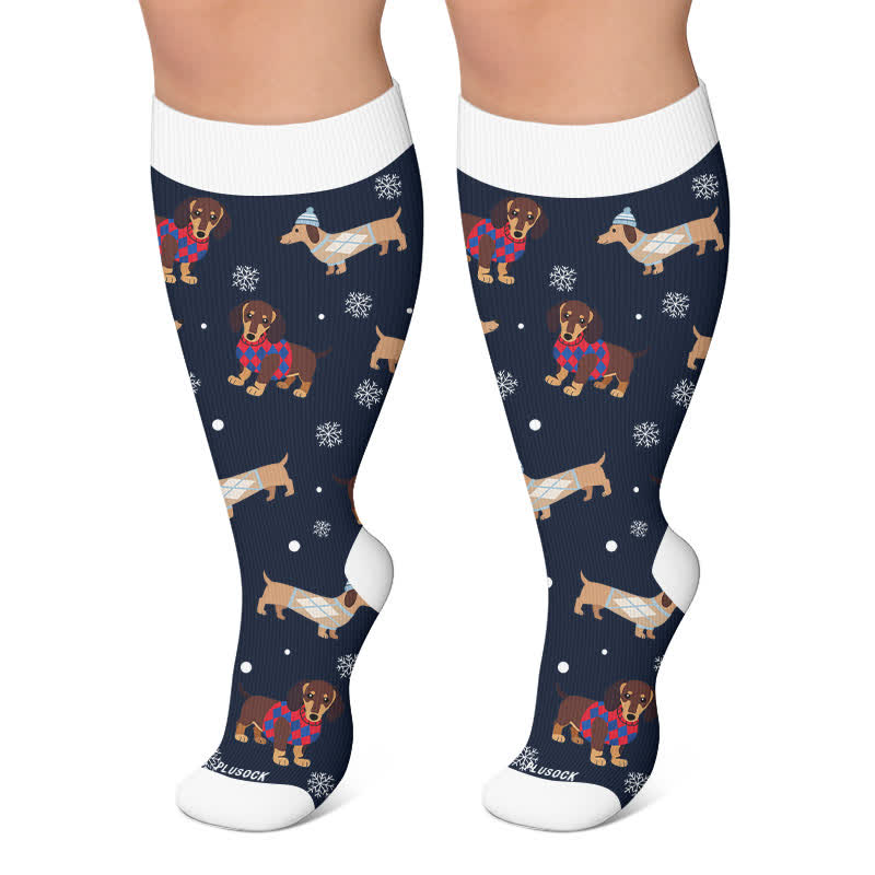 Weihnachtsstrümpfe mit Rentier- und Dackelmotiv in Übergröße - Dunkelblau - 4XL - image 4