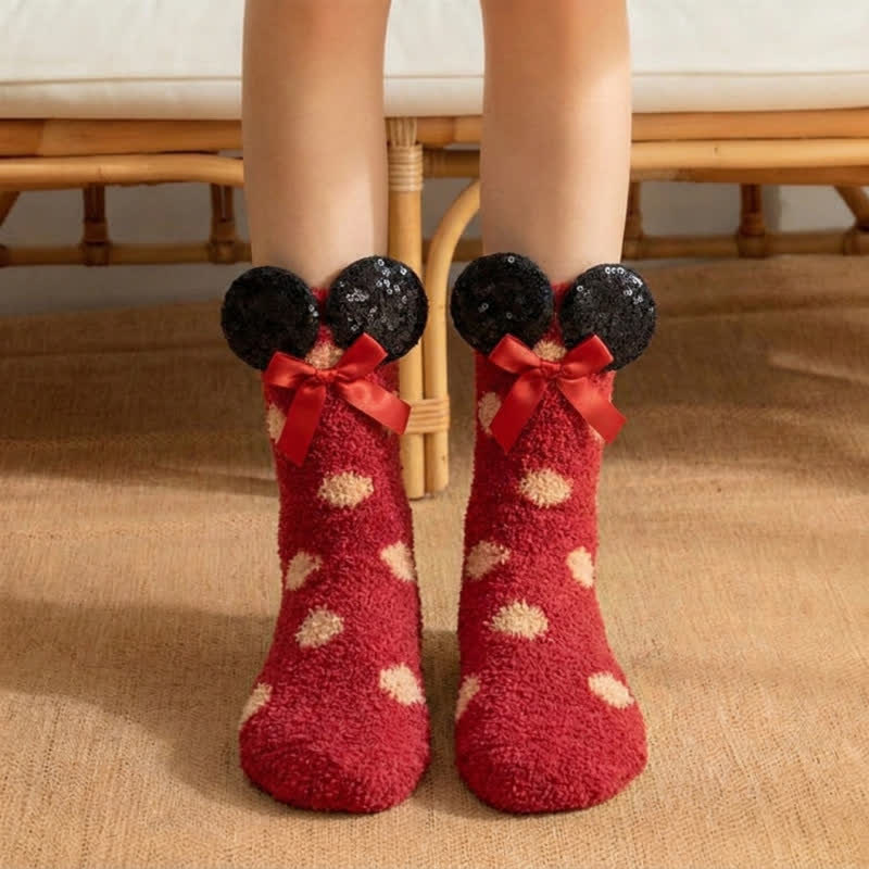 Verschiedene niedliche, flauschige Socken mit Cartoon-Motiven - Rot - EU36-39 (US3-6) - image 3