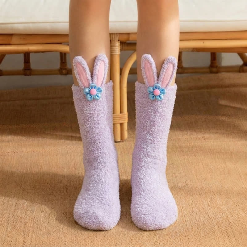 Verschiedene niedliche, flauschige Socken mit Cartoon-Motiven - Hellviolett - EU36-39 (US3-6) - image 2