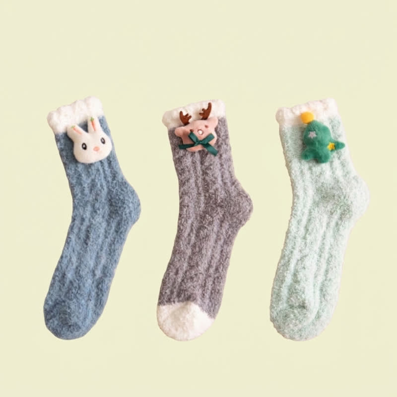 Weihnachtssocken mit 3D-Cartoon-Motiv (3 Paar) - E+F+G - EU36-44 (US3-10) - image 7
