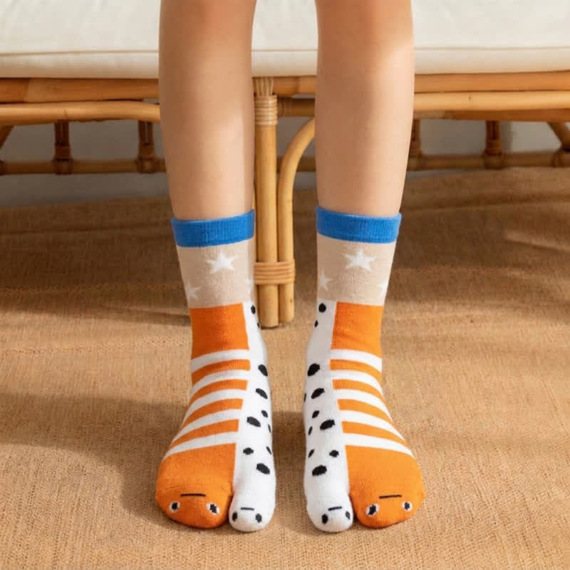 Tabi-Socken mit Cartoon-Motiven (4 Paar) - Orange - EU36-42 (US3-8,5) - image 0