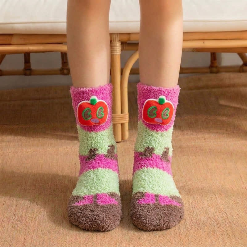 Gestreifte Plüsch-Haussocken mit Engelsflügeln - Rosa - EU36-42 (US3-8,5) - image 2