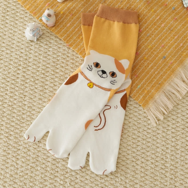 Japanische Tabi-Socken mit niedlichen Tiermotiven und geteilter Zehenpartie (4 Paar) - image 7