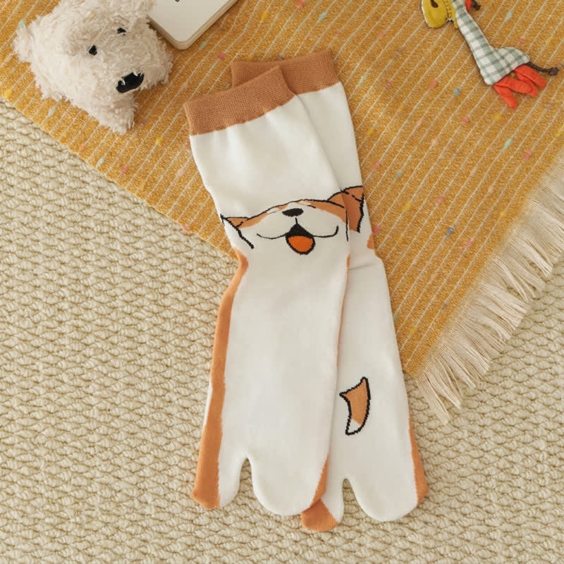 Japanische Tabi-Socken mit niedlichen Tiermotiven und geteilter Zehenpartie (4 Paar) - image 8