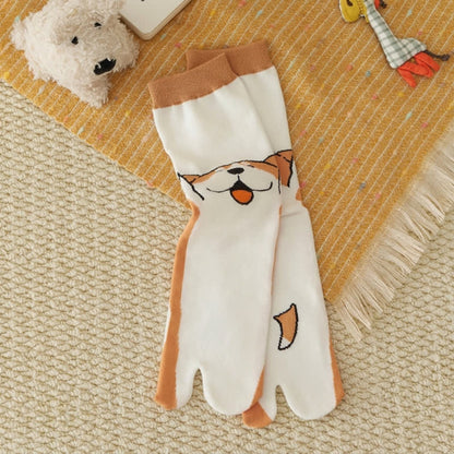 Japanische Tabi-Socken mit niedlichen Tiermotiven und geteilter Zehenpartie (4 Paar) - image 8