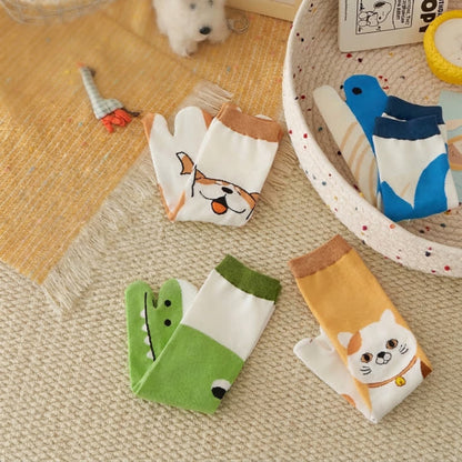 Japanische Tabi-Socken mit niedlichen Tiermotiven und geteilter Zehenpartie (4 Paar) - Mehrfarbig - EU36-42 (US3-8,5) - image 4