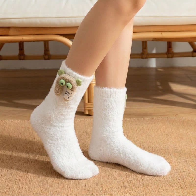 Flauschige Socken mit Tiermotiven, gefüttert mit Sherpa-Fleece (2 Paar) - Weiß - EU36-42 (US3-8,5) - image 5