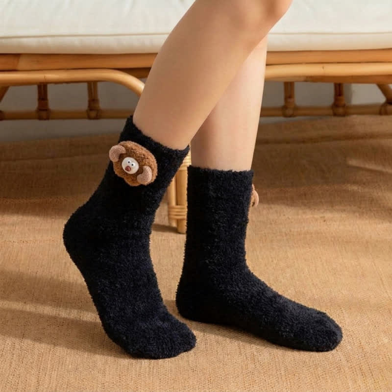 Flauschige Socken mit Tiermotiven, gefüttert mit Sherpa-Fleece (2 Paar) - Schwarz - EU36-42 (US3-8,5) - image 9