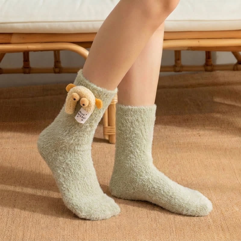 Flauschige Socken mit Tiermotiven, gefüttert mit Sherpa-Fleece (2 Paar) - Grün - EU36-42 (US3-8,5) - image 7