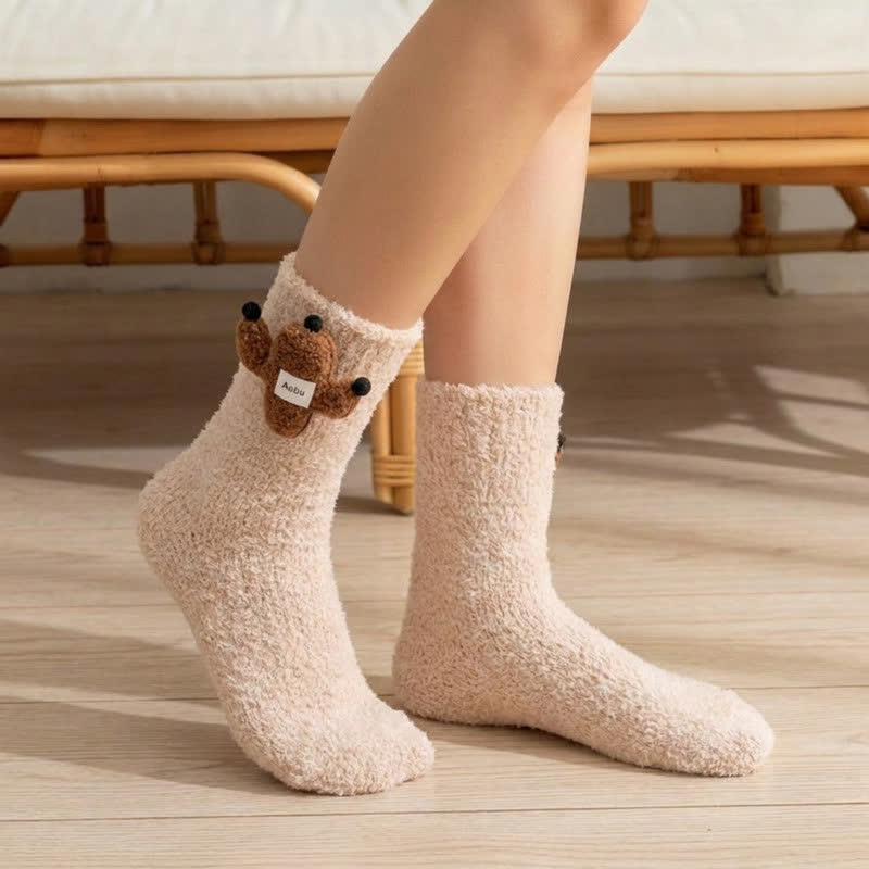 Flauschige Socken mit Tiermotiven, gefüttert mit Sherpa-Fleece (2 Paar) - Khaki - EU36-42 (US3-8,5) - image 4