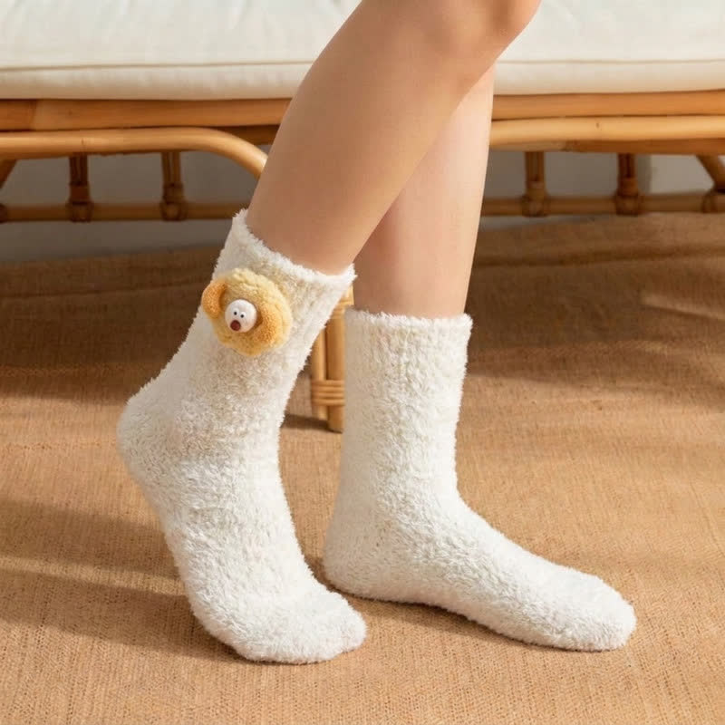 Flauschige Socken mit Tiermotiven, gefüttert mit Sherpa-Fleece (2 Paar) - Hellgrün - EU36-42 (US3-8,5) - image 2