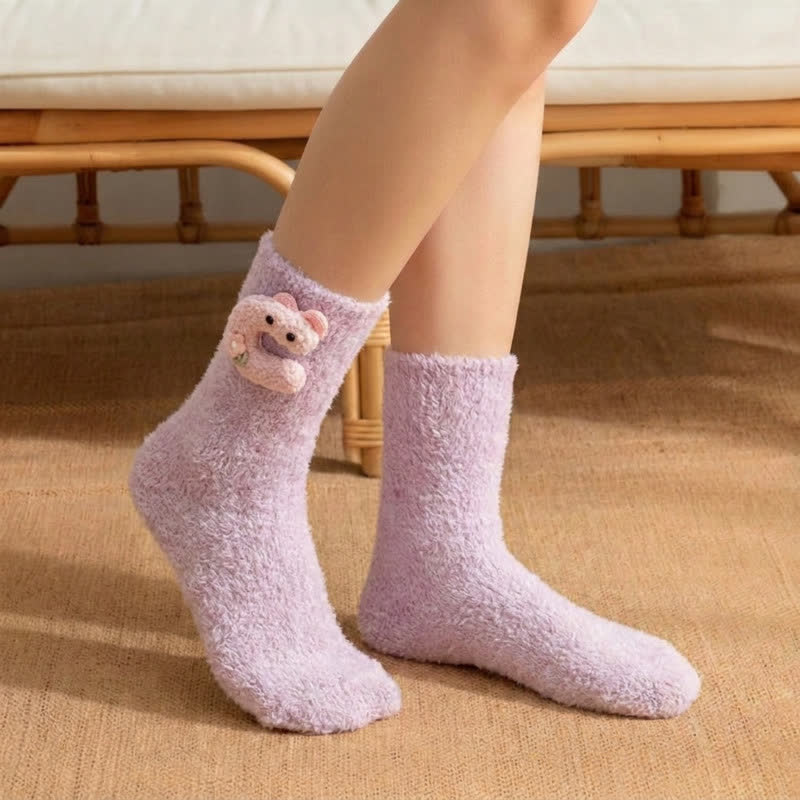Flauschige Socken mit Tiermotiven, gefüttert mit Sherpa-Fleece (2 Paar) - Lila - EU36-42 (US3-8,5) - image 1