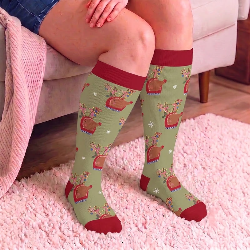 Weihnachtskompressionsstrümpfe in Übergröße mit Tiermotiven - image 2