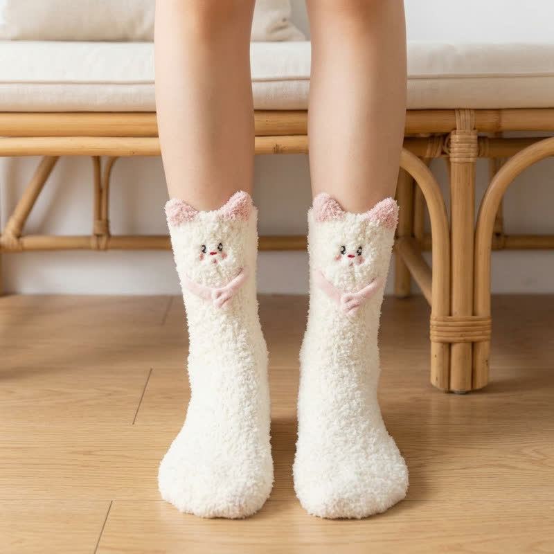 Niedliche Katzenhand hält Socken - Weiß - EU36-42 (US3-8,5) - image 2