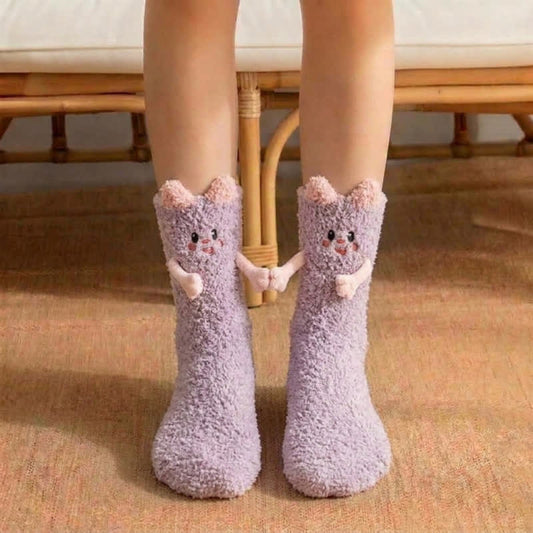 Niedliche Katzenhand hält Socken - Lila - EU36-42 (US3-8,5) - image 0