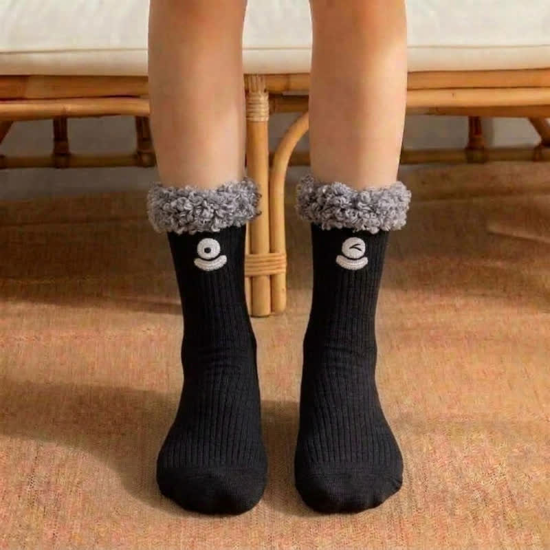 Viertelsocken mit niedlichem, lächelndem Gesicht (3 Paar) - Schwarz - EU36-42 (US3-8,5) - image 6