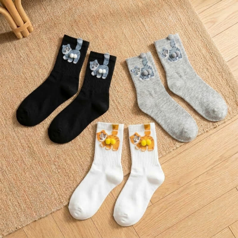 Niedliche Katzen-Viertelsocken (3 Paar) - Mehrfarbig - EU36-42 (US3-8,5) - image 5