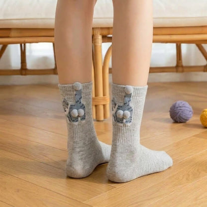 Niedliche Katzen-Viertelsocken (3 Paar) - Grau - EU36-42 (US3-8,5) - image 2