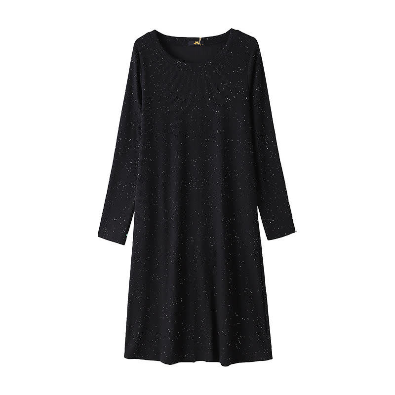 Lässiges Strickkleid in Midi-Länge mit Rundhalsausschnitt - Schwarz - 6XL - image 1