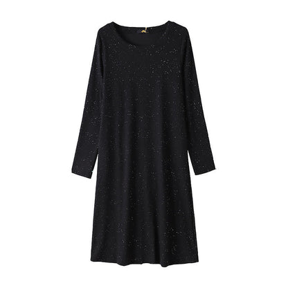 Lässiges Strickkleid in Midi-Länge mit Rundhalsausschnitt - Schwarz - 6XL - image 1
