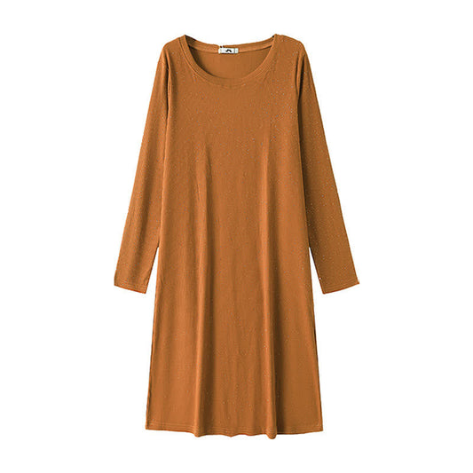 Lässiges Strickkleid in Midi-Länge mit Rundhalsausschnitt - Braun - 6XL - image 0