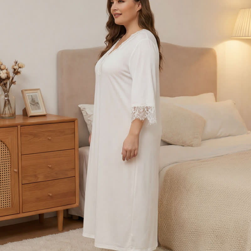 Nachthemd mit Spitzenbesatz, Loungewear - image 2