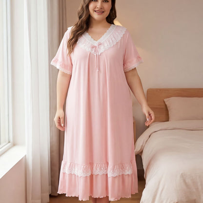 Nachthemd und Loungewear aus Tencel-Spitze - Rosa - 4XL - image 0