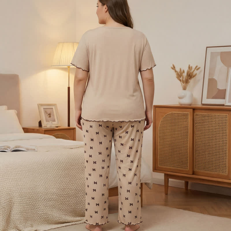 Pyjama-Set mit Schleifenmuster in Übergröße - image 3