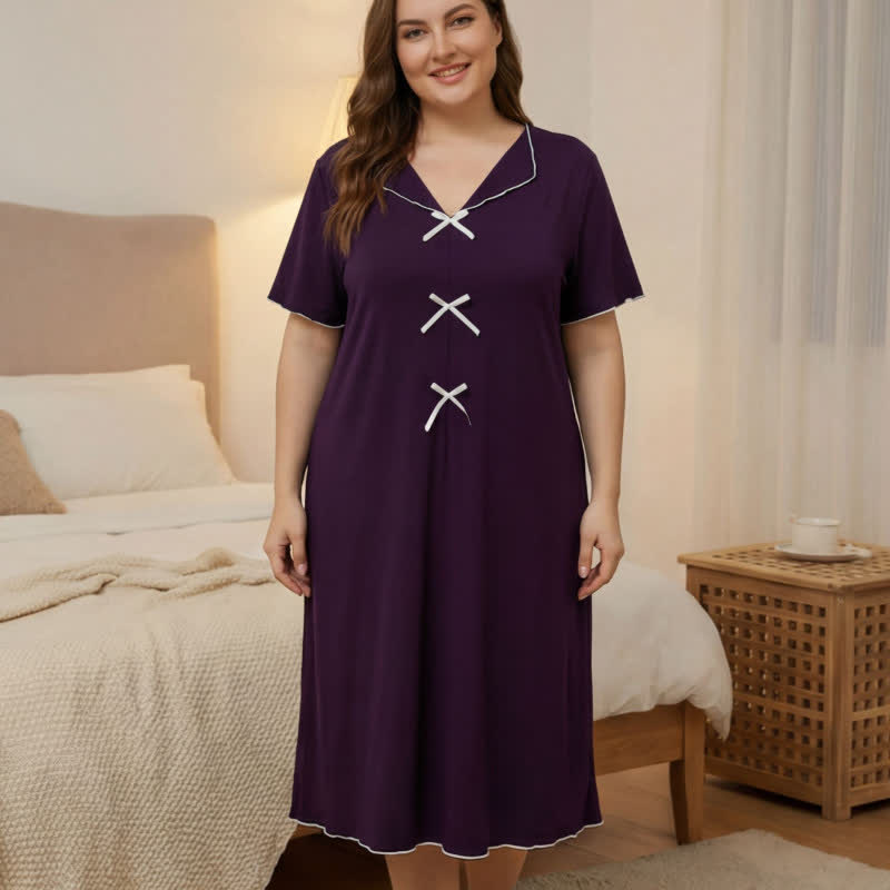 Elegante Loungewear mit Schleifenbesatz - Lila - 5XL - image 0