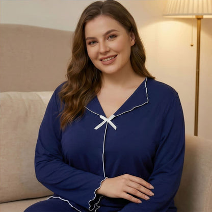 Pyjama-Set mit Schleife und langen Ärmeln - image 1
