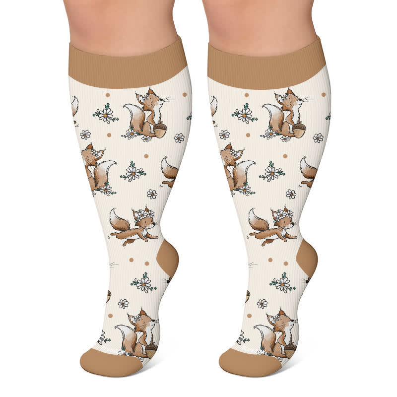 Kompressionsstrümpfe mit Herbstmotiven in Übergröße - Khaki - 4XL - image 4