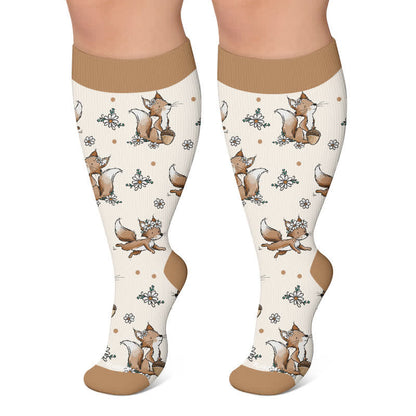 Kompressionsstrümpfe mit Herbstmotiven in Übergröße - Khaki - 4XL - image 4