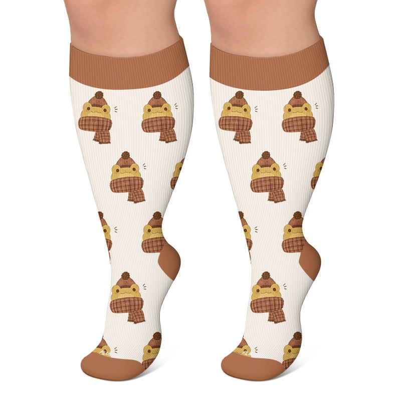 Plus Size Cozy Woodland Critter Kompressionsstrümpfe - Kaffee - 4XL - image 4
