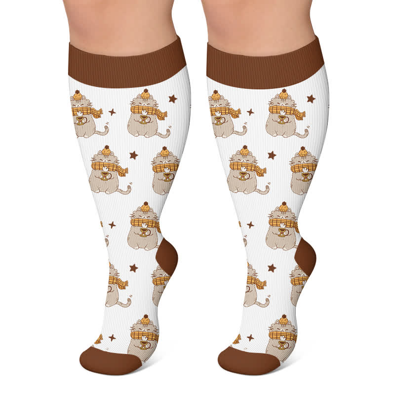 Plus Size Cozy Woodland Critter Kompressionsstrümpfe - Braun - 4XL - image 6
