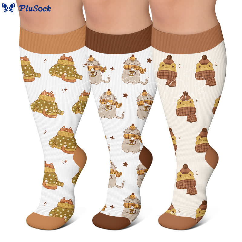 Plus Size Cozy Woodland Critter Kompressionsstrümpfe - image 0