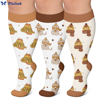 Plus Size Cozy Woodland Critter Kompressionsstrümpfe - image 0