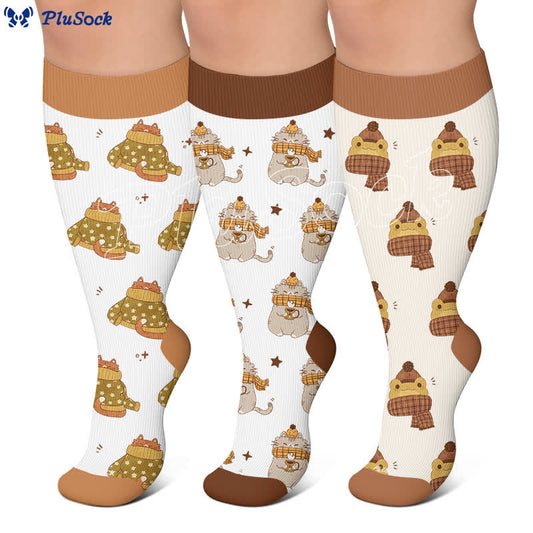 Plus Size Cozy Woodland Critter Kompressionsstrümpfe - image 0