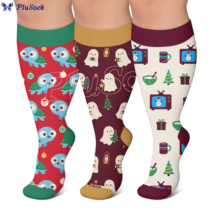 Plus Size Ghost Turtle Holiday TV Kompressionsstrümpfe - image 0