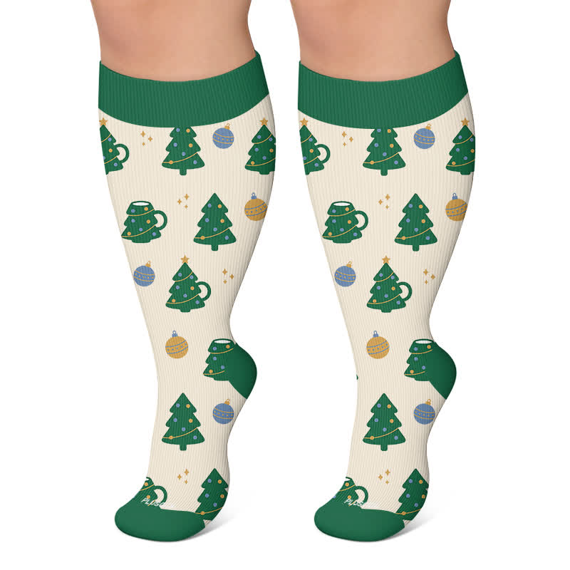 Weihnachtsdorf-Kompressionsstrümpfe in Übergröße - Aprikose - 4XL - image 6