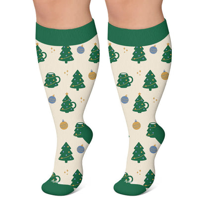 Weihnachtsdorf-Kompressionsstrümpfe in Übergröße - Aprikose - 4XL - image 6