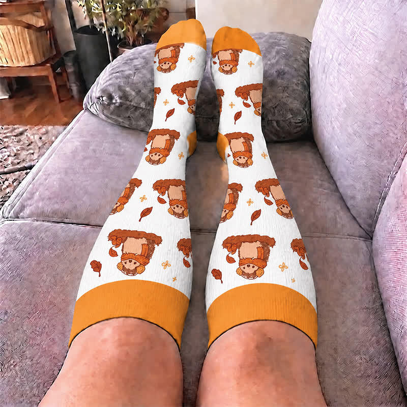 Plus Size Kuschelige Herbst-Tier-Kompressionsstrümpfe mit Tiermotiven - image 2