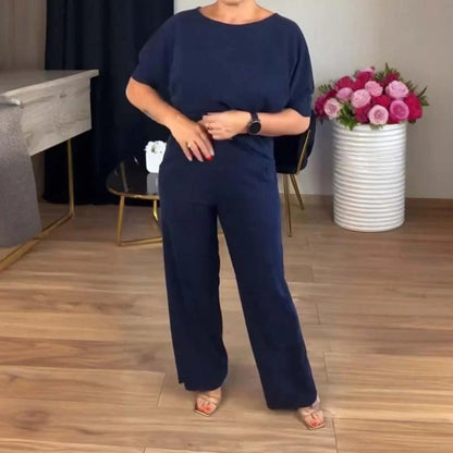Dreiteiliges Loungewear-Set aus Tencel-Mischgewebe mit Gürtel und weitem Bein - Blau - 5XL - image 7