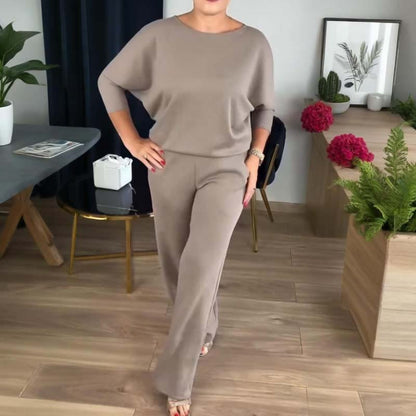 Dreiteiliges Loungewear-Set aus Tencel-Mischgewebe mit Gürtel und weitem Bein - image 5