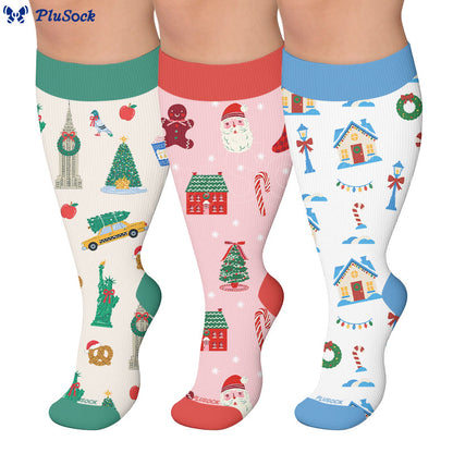 Kompressionsstrümpfe mit Weihnachtsmannmuster in Übergröße - image 0