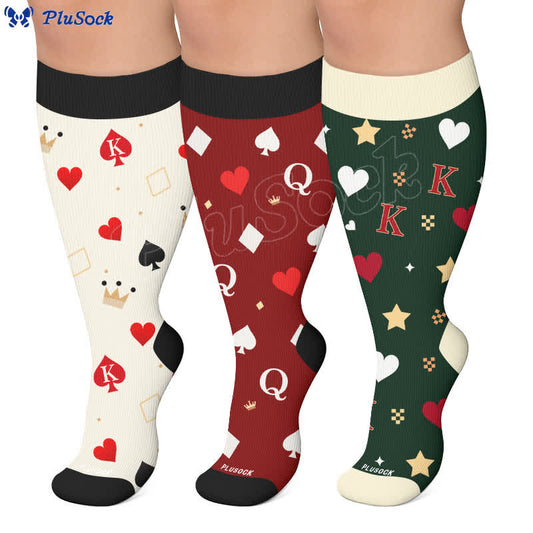 Plus Size Poker Card Christmas Kompressionsstrümpfe - image 0